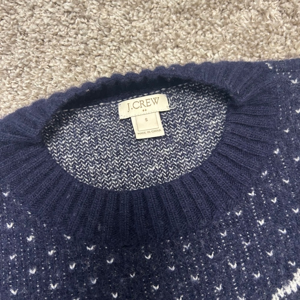 J.Crew Ski Sweater Women Small Wool Blend Mountain Chalet Winter Nordic Navy - Picture 6 of 8